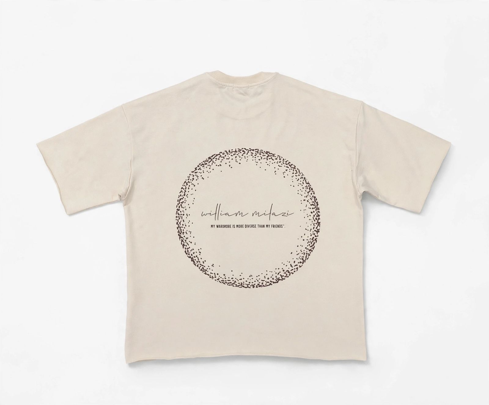 WILLIAM MILAZI Oversized Tee - Cream, Premium Fabric 400gsm - Image 2
